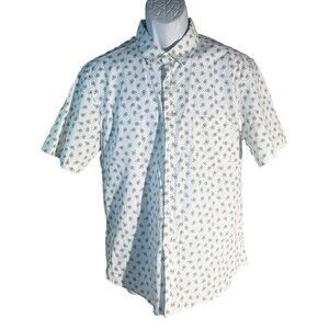 Public Art Men's Short Sleeve Button Down‎ Avacado Shirt White Large NWT